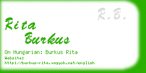 rita burkus business card